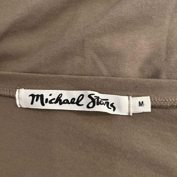 Michael Stars Olive Green Crewneck Fitted Cinched Short Sleeve Dress, Medium - Picture 7 of 9